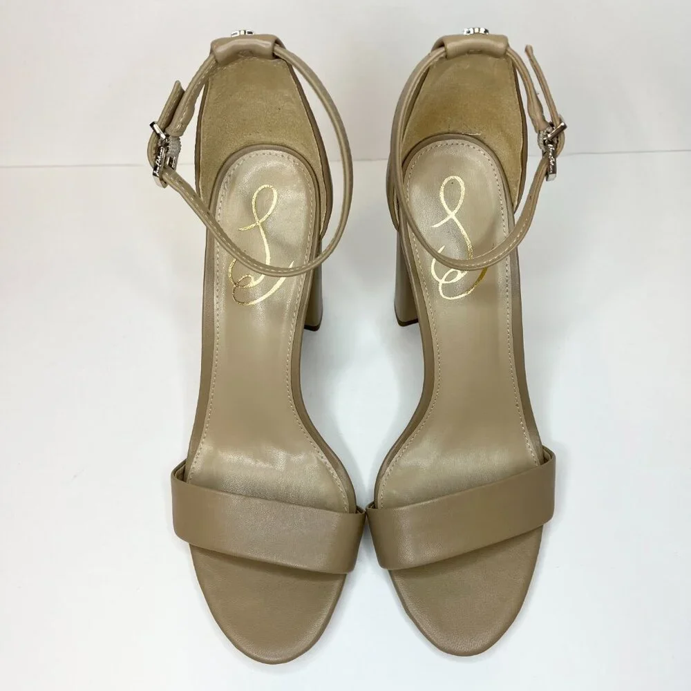 Sam Edelman Yaro Size 7 Classic Nude Ankle Strap Sandal Heel - Picture 4 of 8